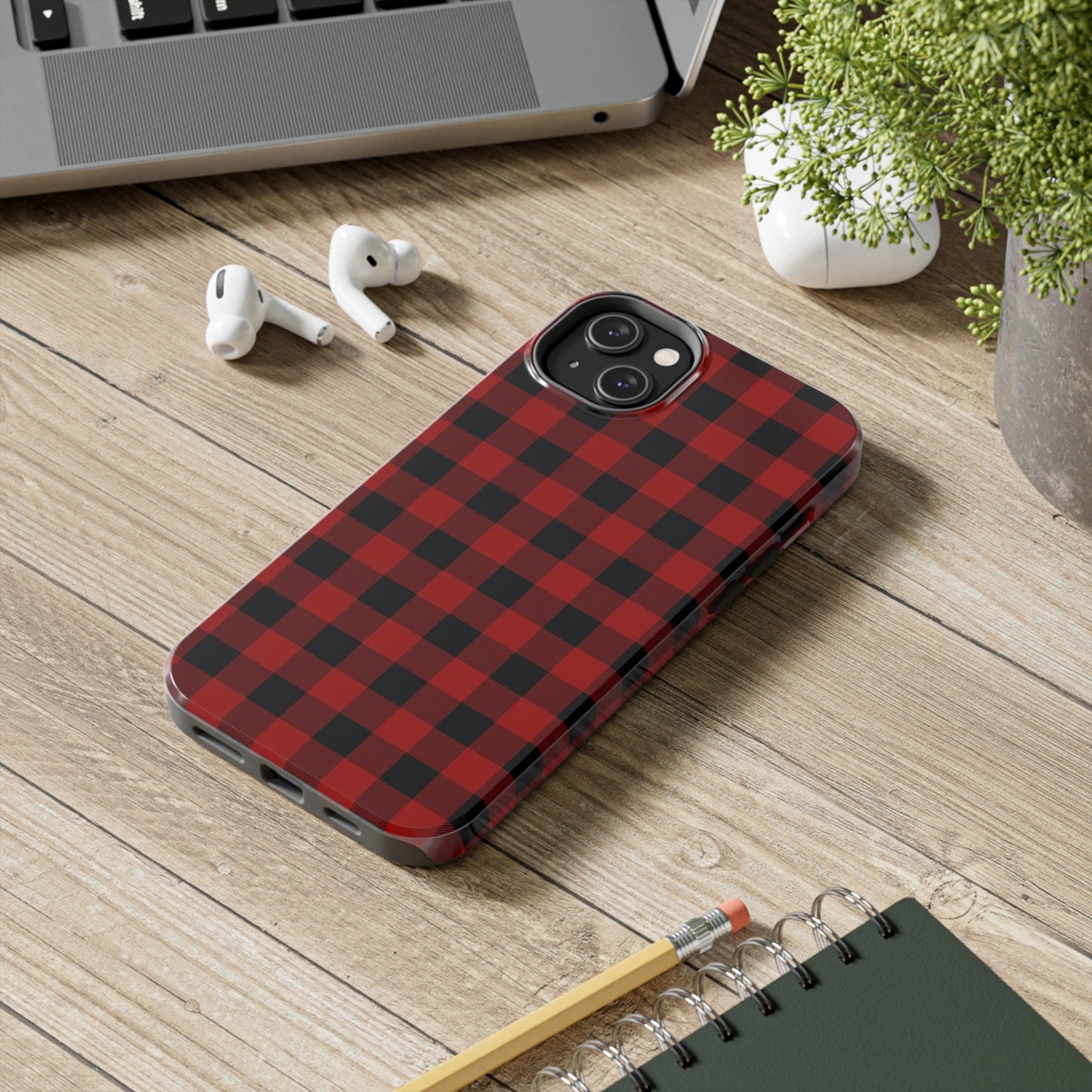 Red and Black Plaid Tough Phone Cases