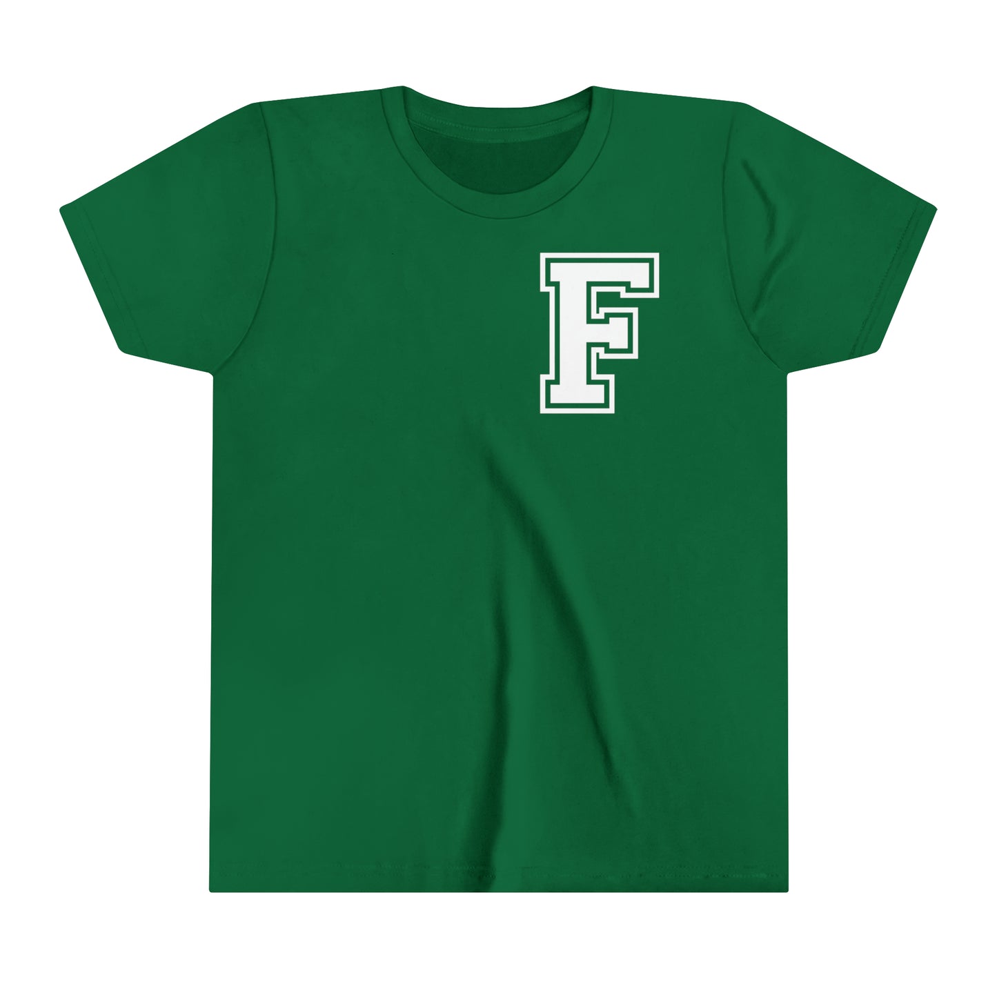 YOUTH - Front and Back Design - Varsity F Vertical Freeburg Midgets Logo - Short Sleeve Tee
