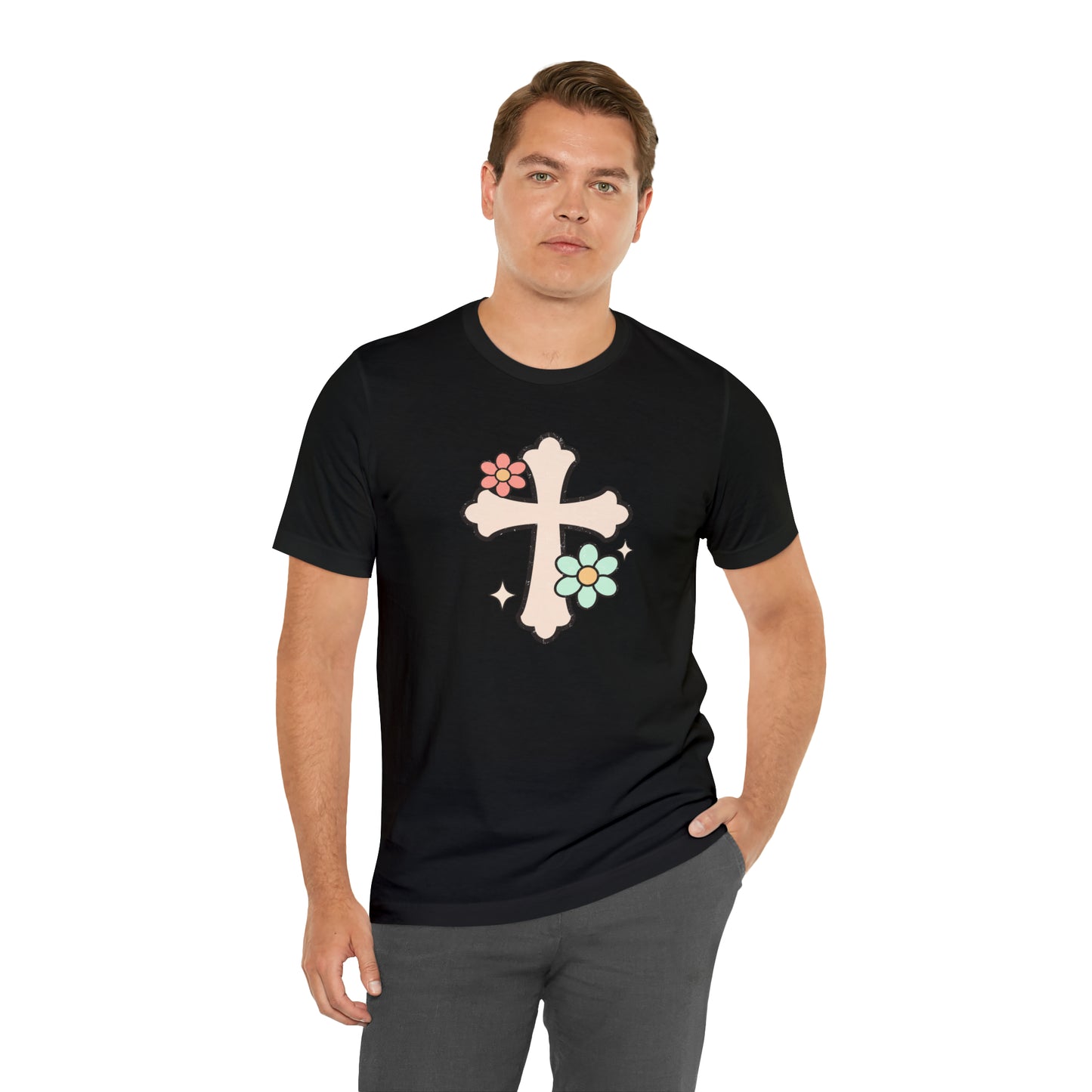 Vintage Floral Boho Cross T-Shirt