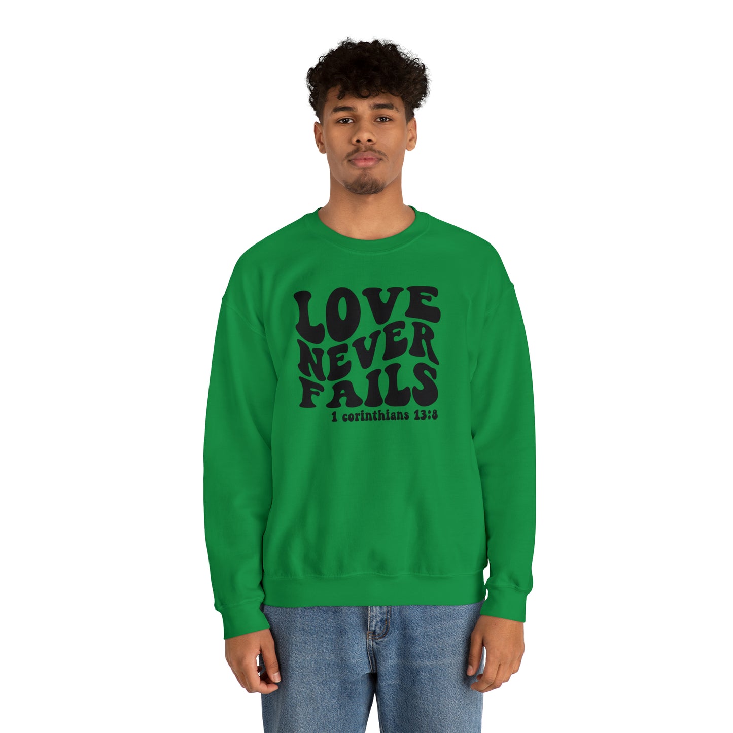 Love Never Fails Black Logo Unisex Heavy Blend™ Crewneck Sweatshirt