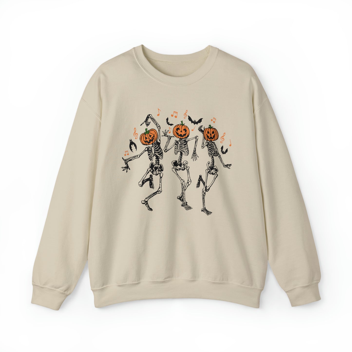 Dancing Skeletons Fall Halloween Retro Warm Colored  Unisex Heavy Blend™ Crewneck Sweatshirt