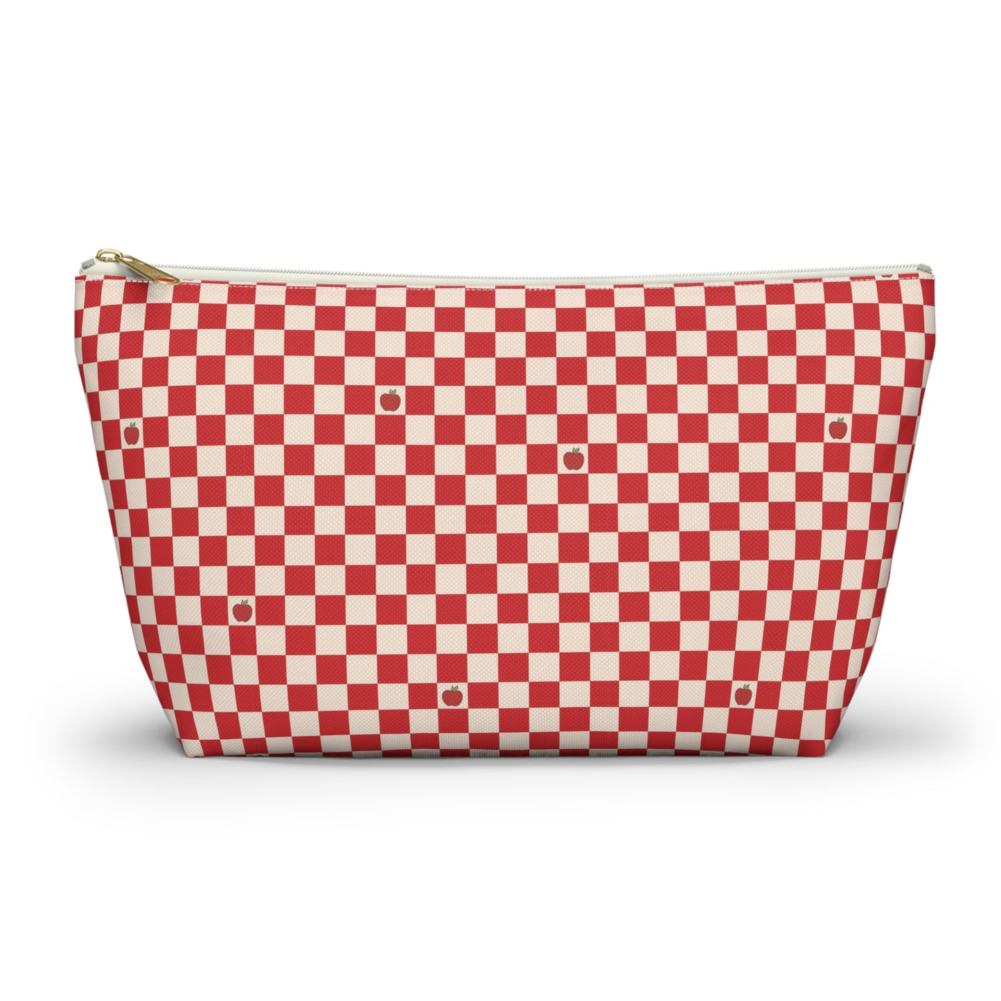 Rustic Apple Red Checkered Print Design Accessory Pouch w T-bottom