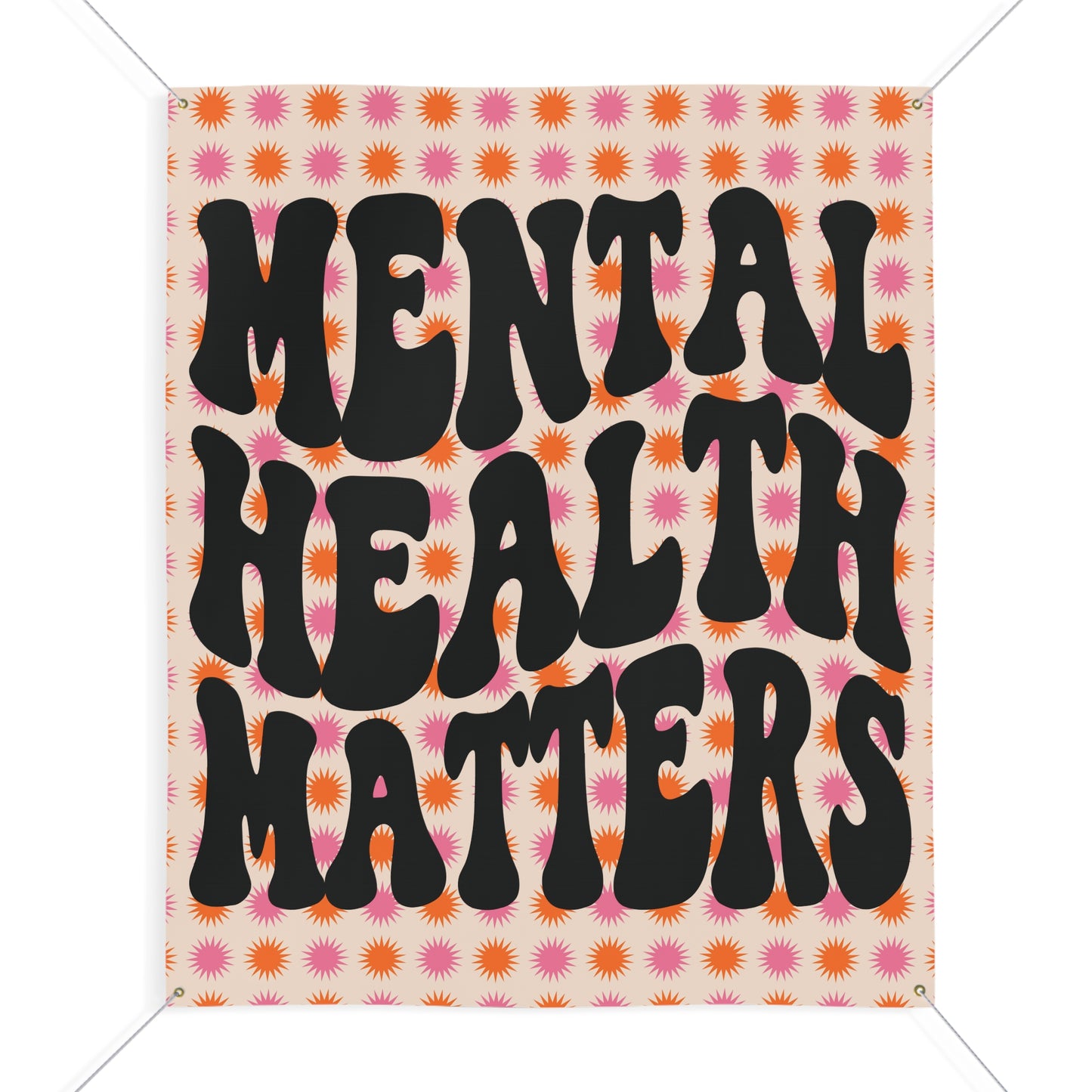 Retro Mental Health Matters Matte Banner - White