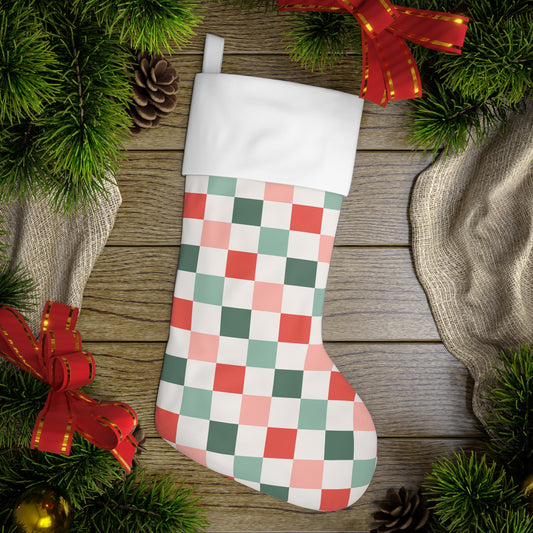 Retro Christmas Checkerboard Holiday Stocking