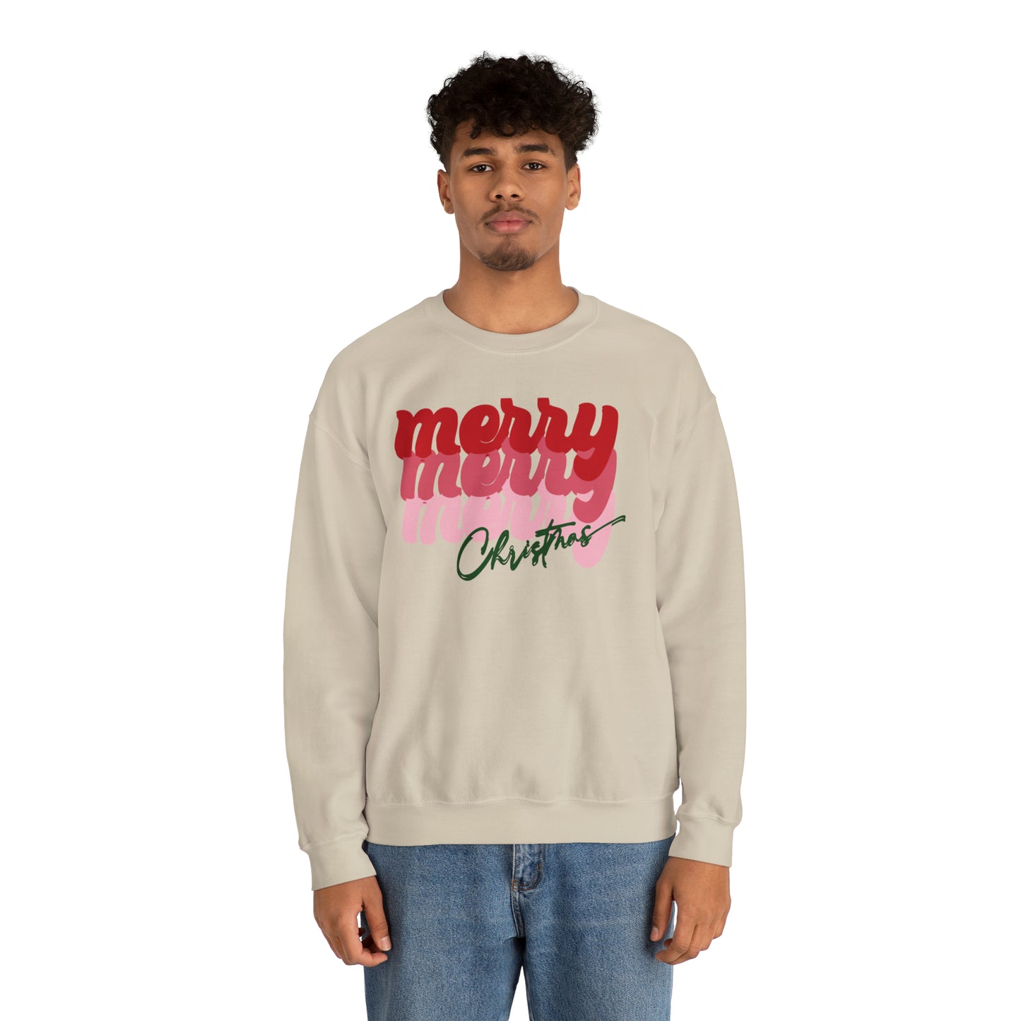 Merry Merry Merry Christmas Unisex Heavy Blend™ Crewneck Sweatshirt