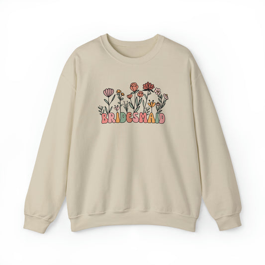 Boho Floral Bridesmaid Unisex Heavy Blend™ Crewneck Sweatshirt