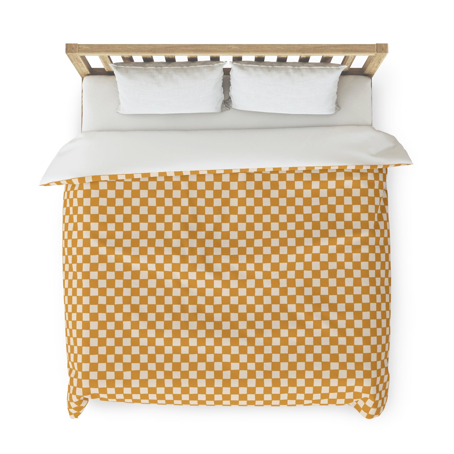 Boho Gold and Cream Checkerboard Duvet Cover