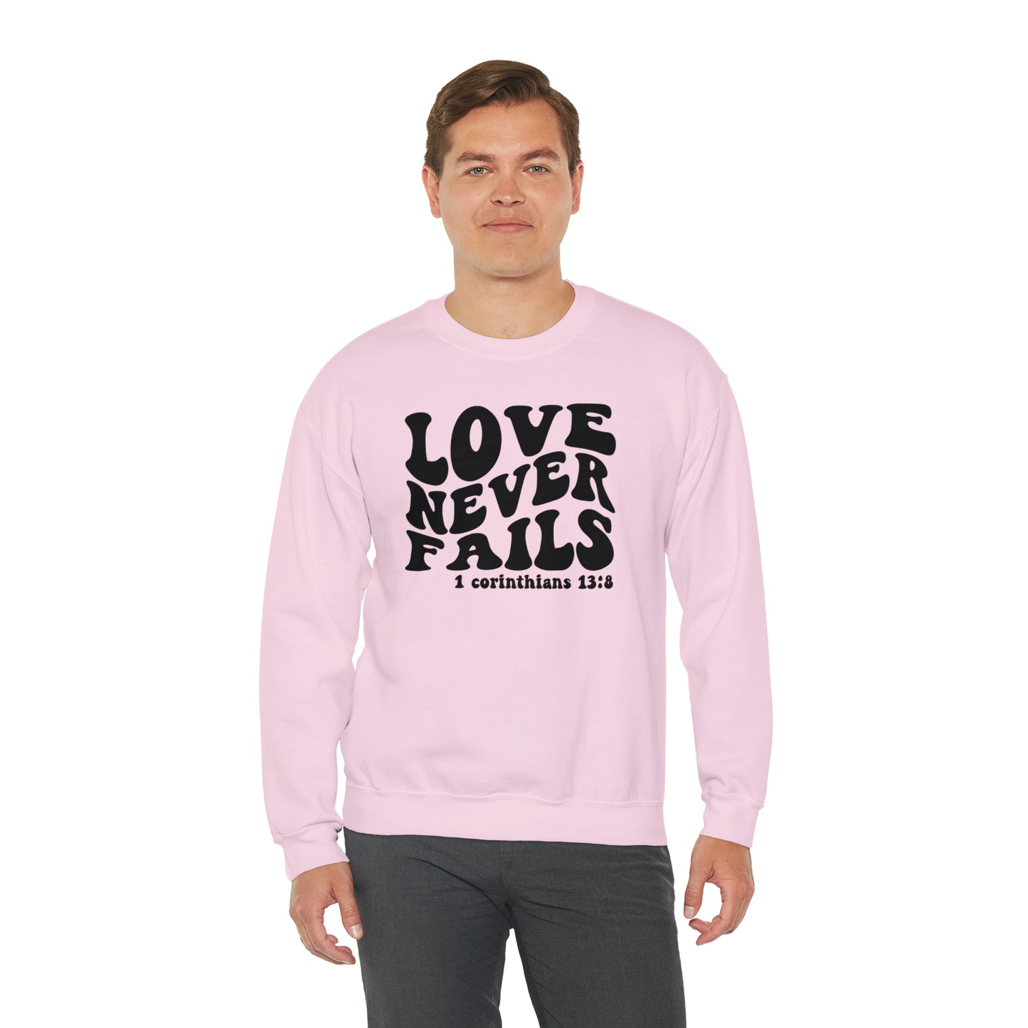 Love Never Fails Black Logo Unisex Heavy Blend™ Crewneck Sweatshirt