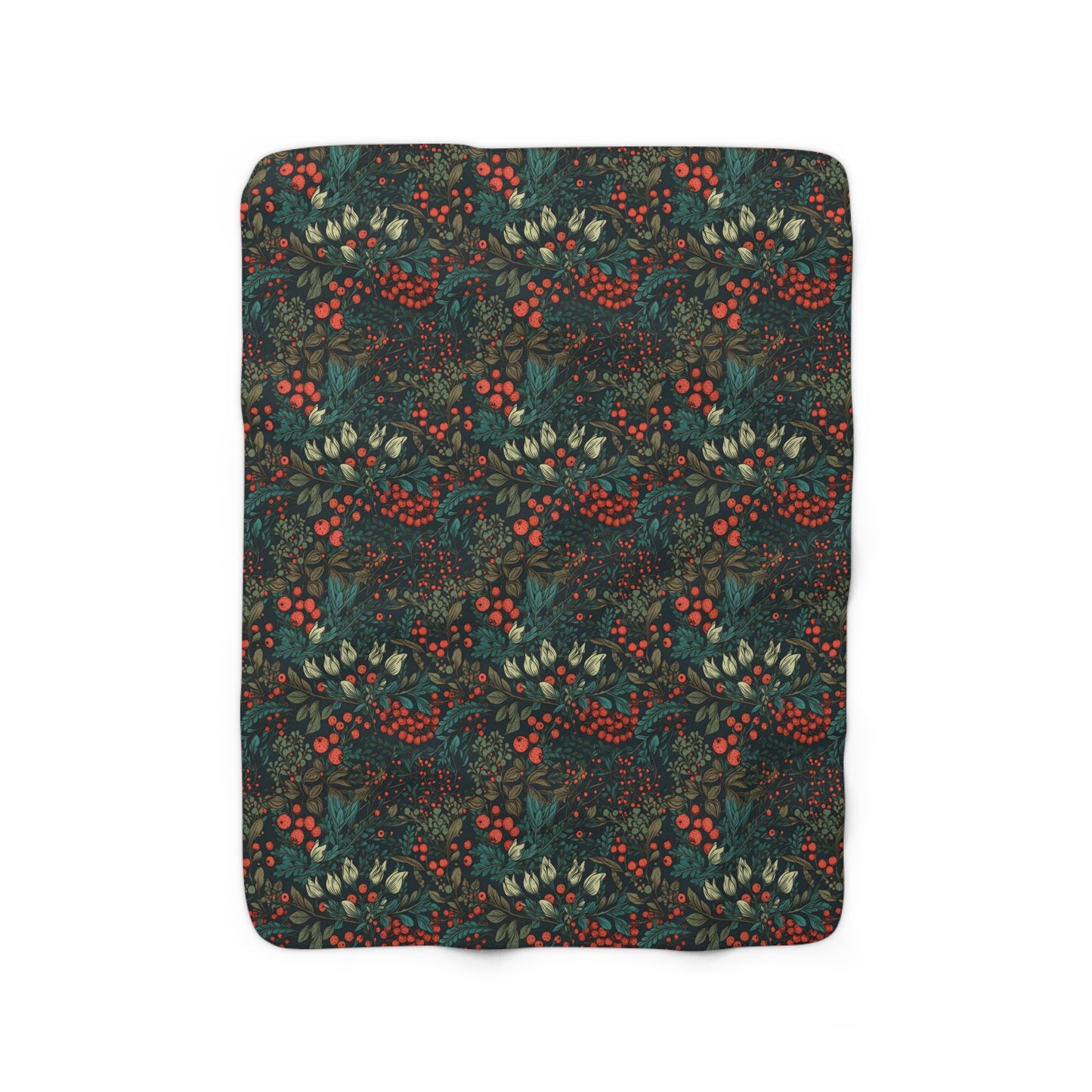 Christmas Berry Botanical Sherpa Fleece Blanket