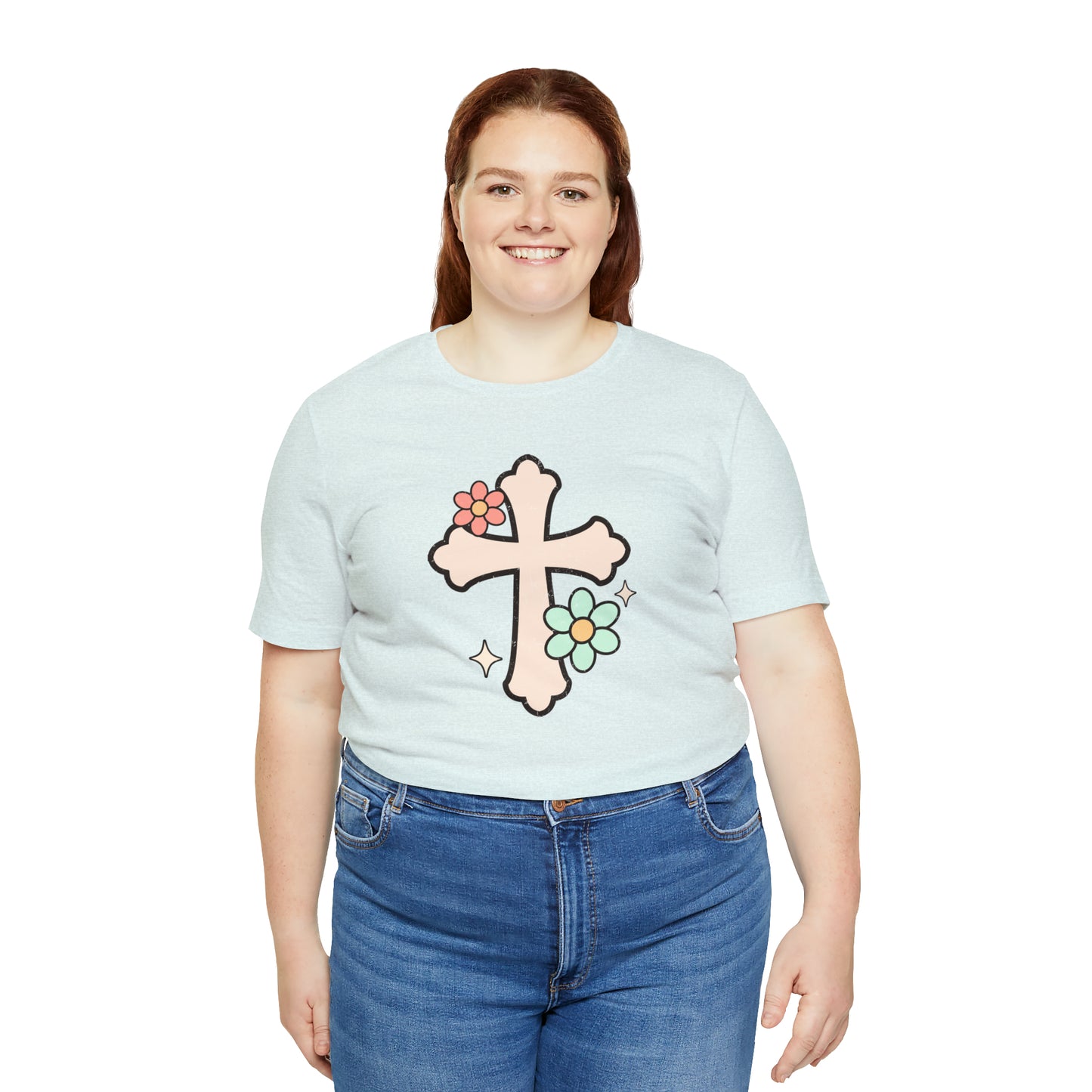 Vintage Floral Boho Cross T-Shirt