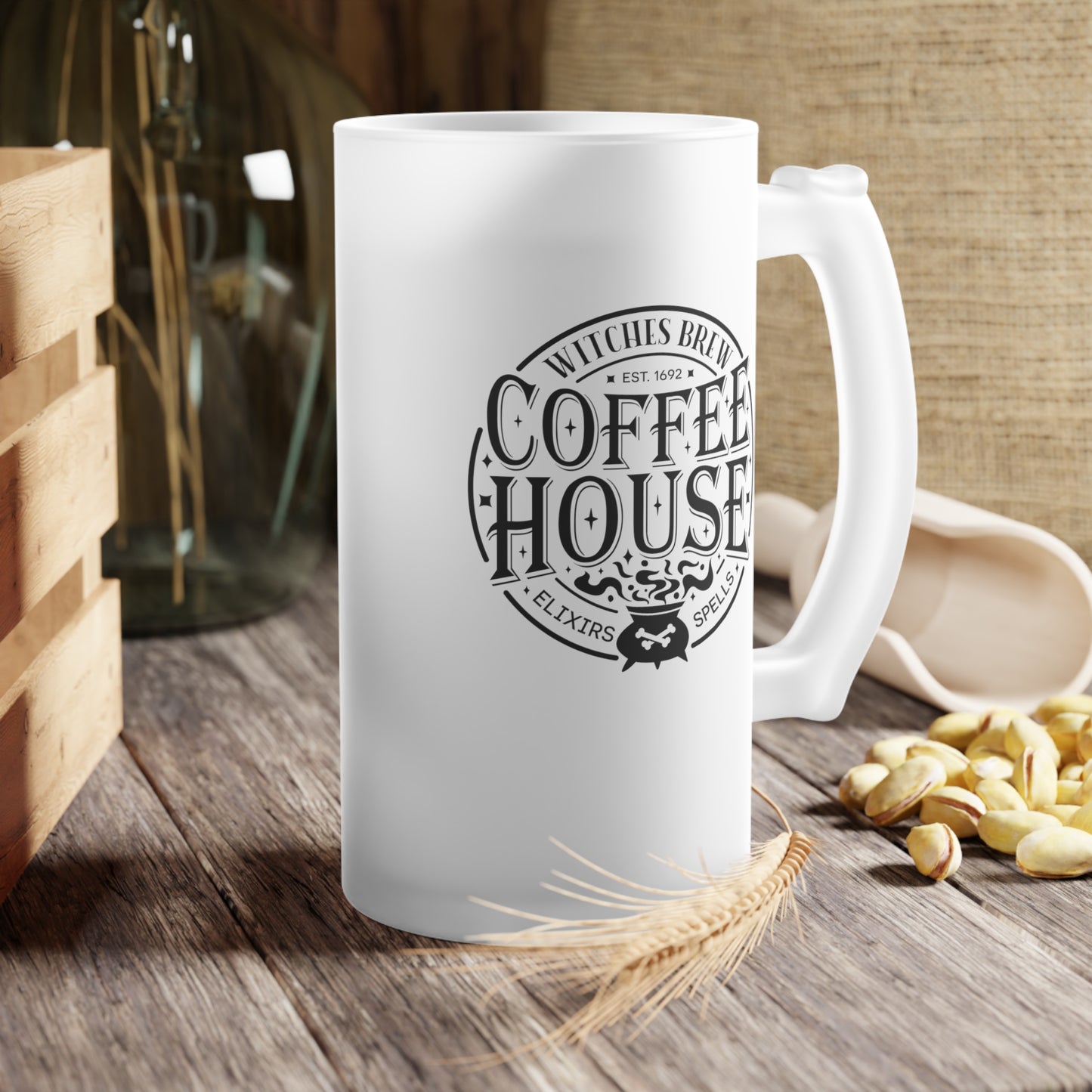 Coffee House Brew Halloween/Fall Logo Frosted Glass Beer Mug