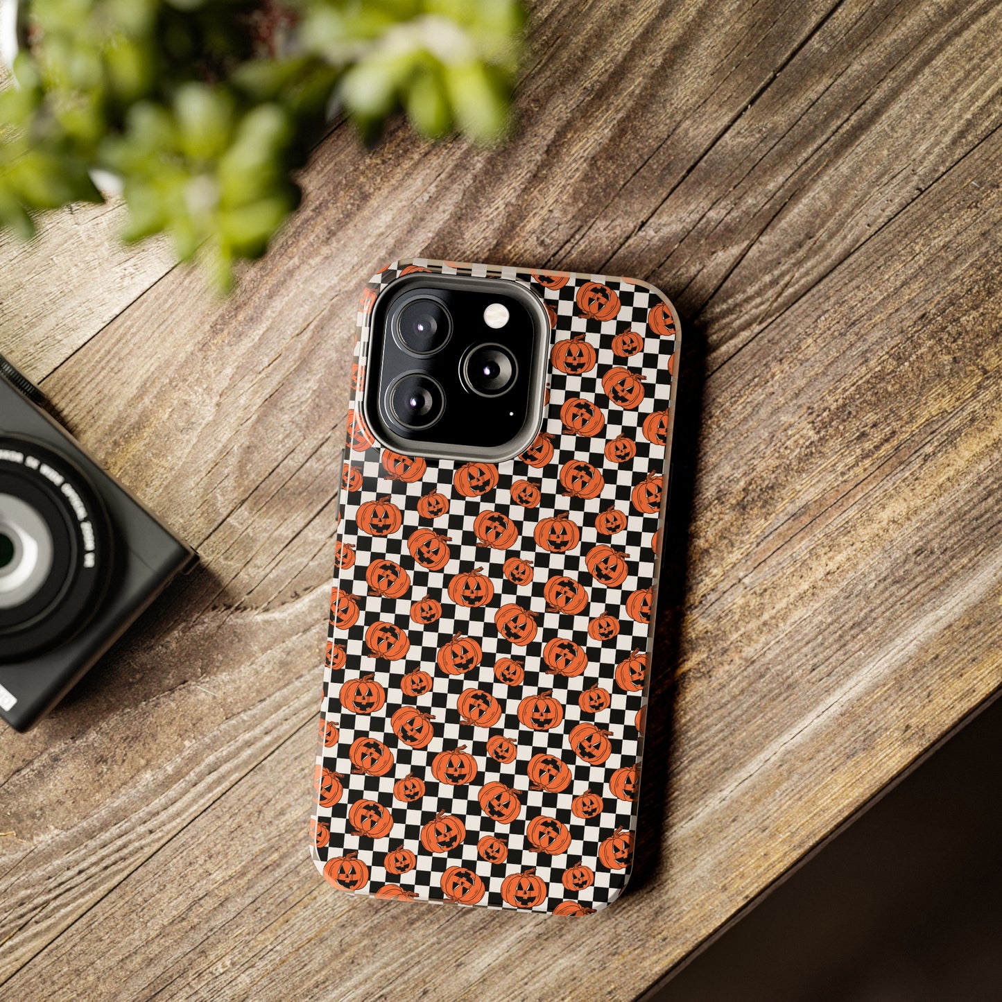 Pumpkin / Jack-O-Lantern Checkerboard Halloween/ Fall  Patterned Tough Phone Cases