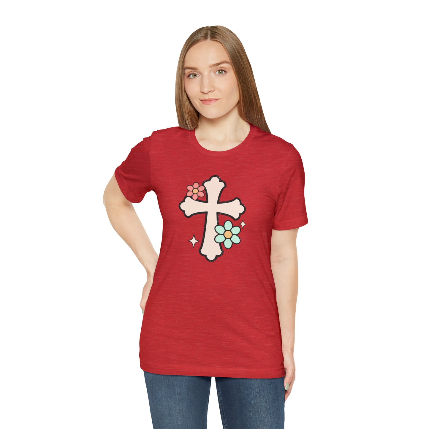 Vintage Floral Boho Cross T-Shirt