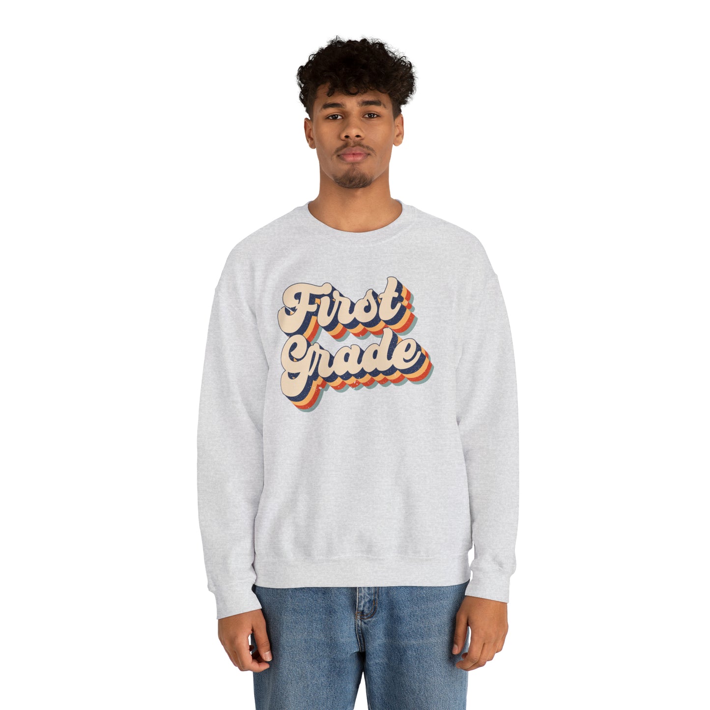 Retro 1st Grade Unisex Heavy Blend™ Crewneck Sweatshirt