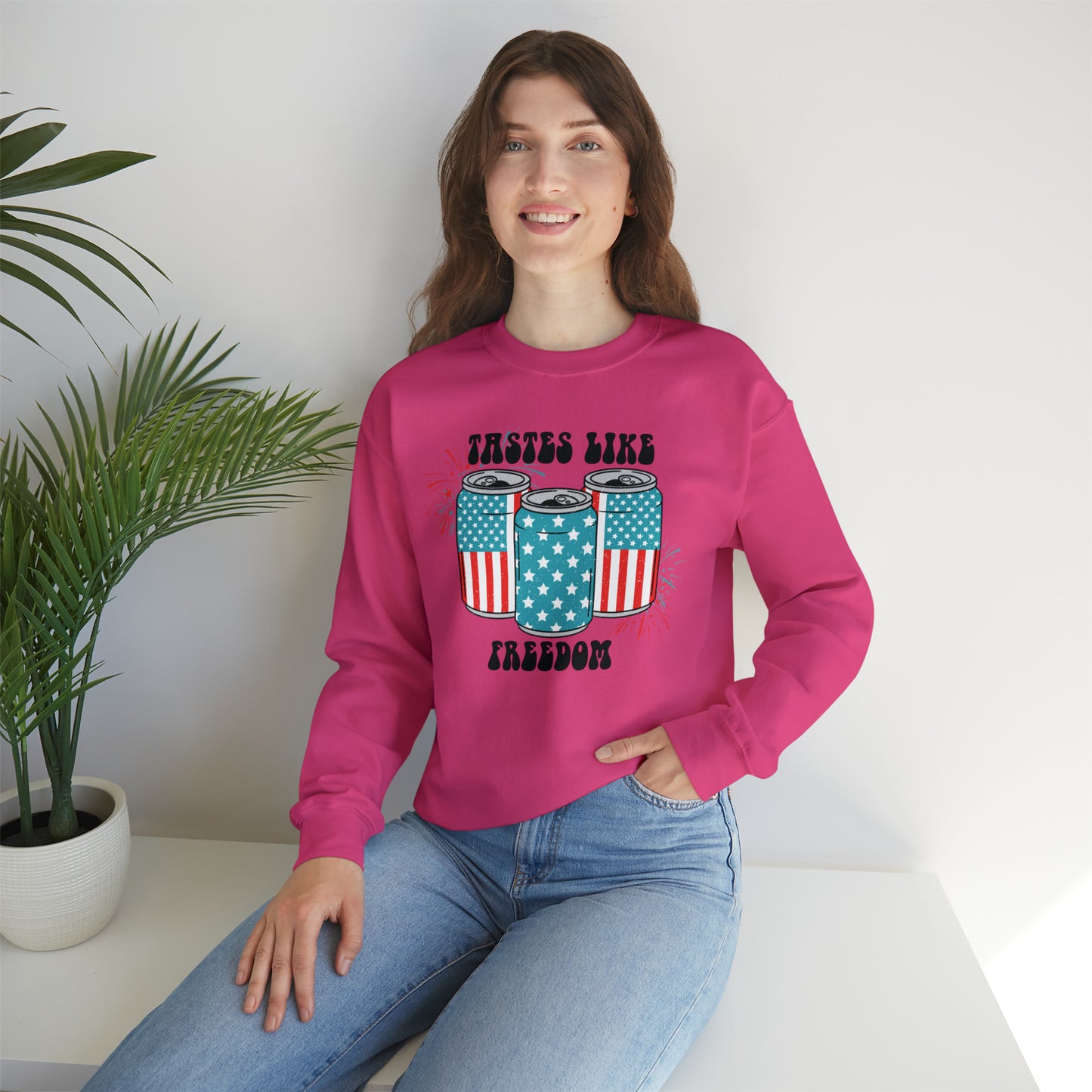 USA America Tastes Like Freedom Party Can Heavy Blend™ Crewneck Sweatshirt