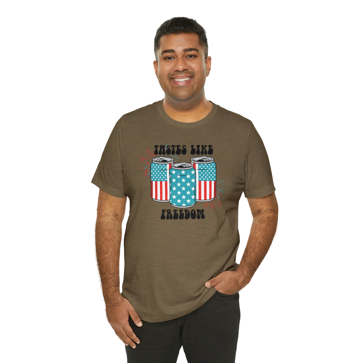 American USA Tastes Like Freedom Beverage Can Unisex Jersey Short Sleeve Tee