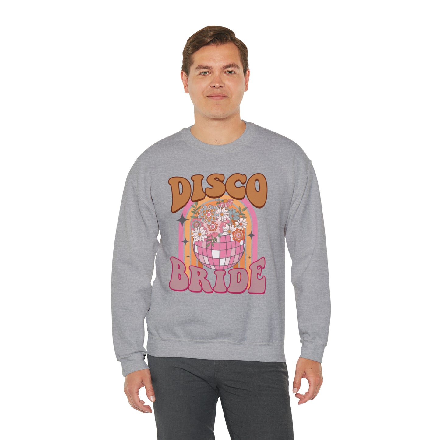 Retro Disco Bride Mirror Ball Bride Unisex Heavy Blend™ Crewneck Sweatshirt