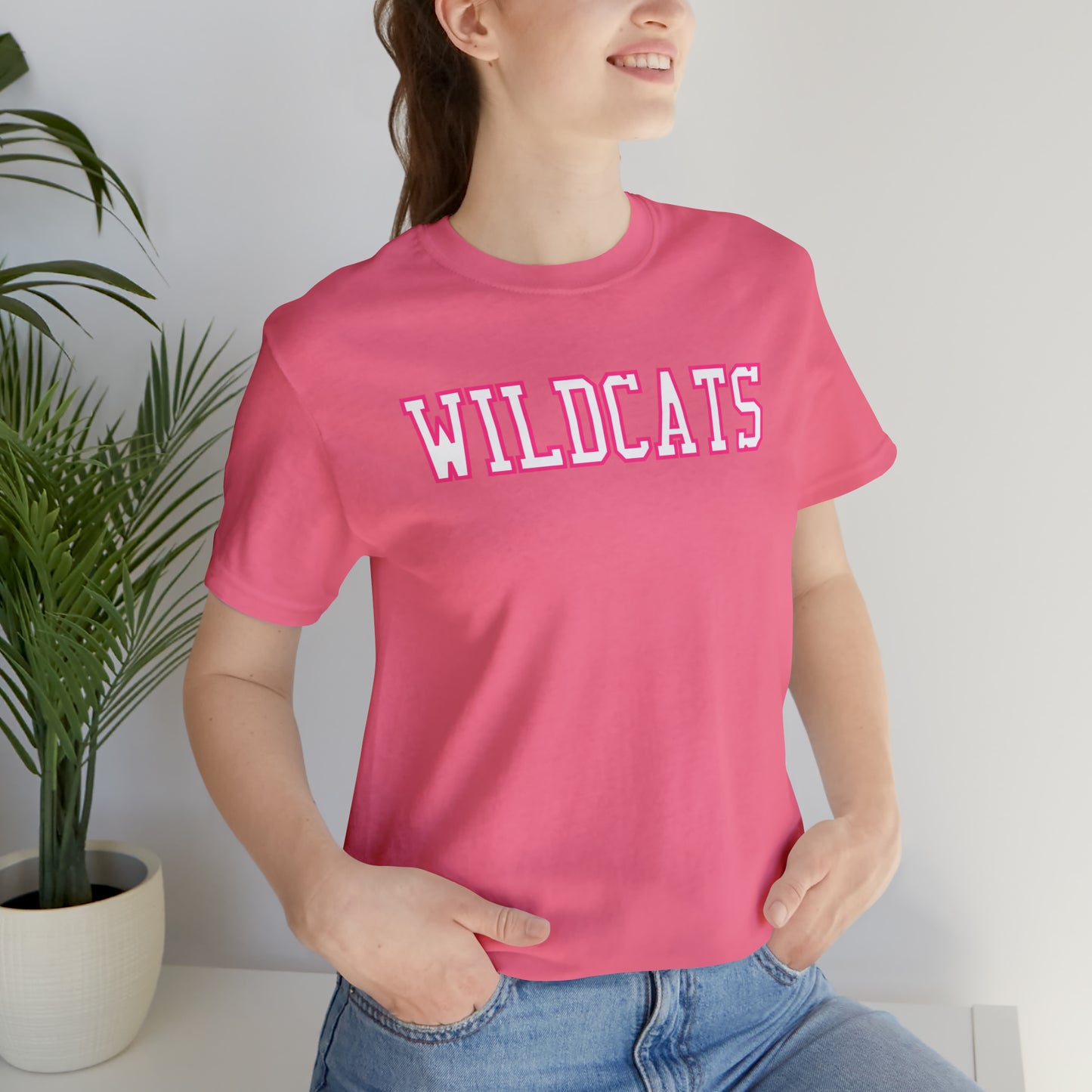 Pink Salem Wildcats Jersey Short Sleeve Tee - Green Print