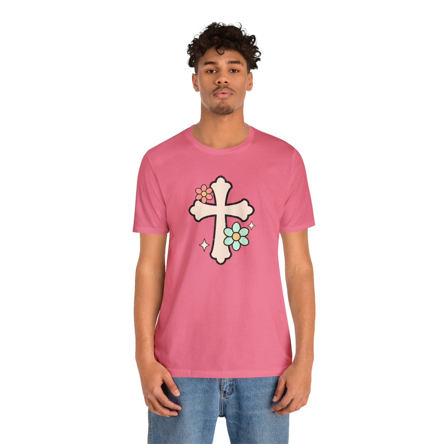 Vintage Floral Boho Cross T-Shirt