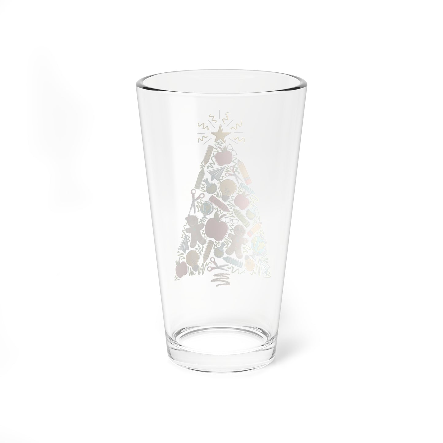 Teacher Christmas Tree Mixing Glass, 16oz