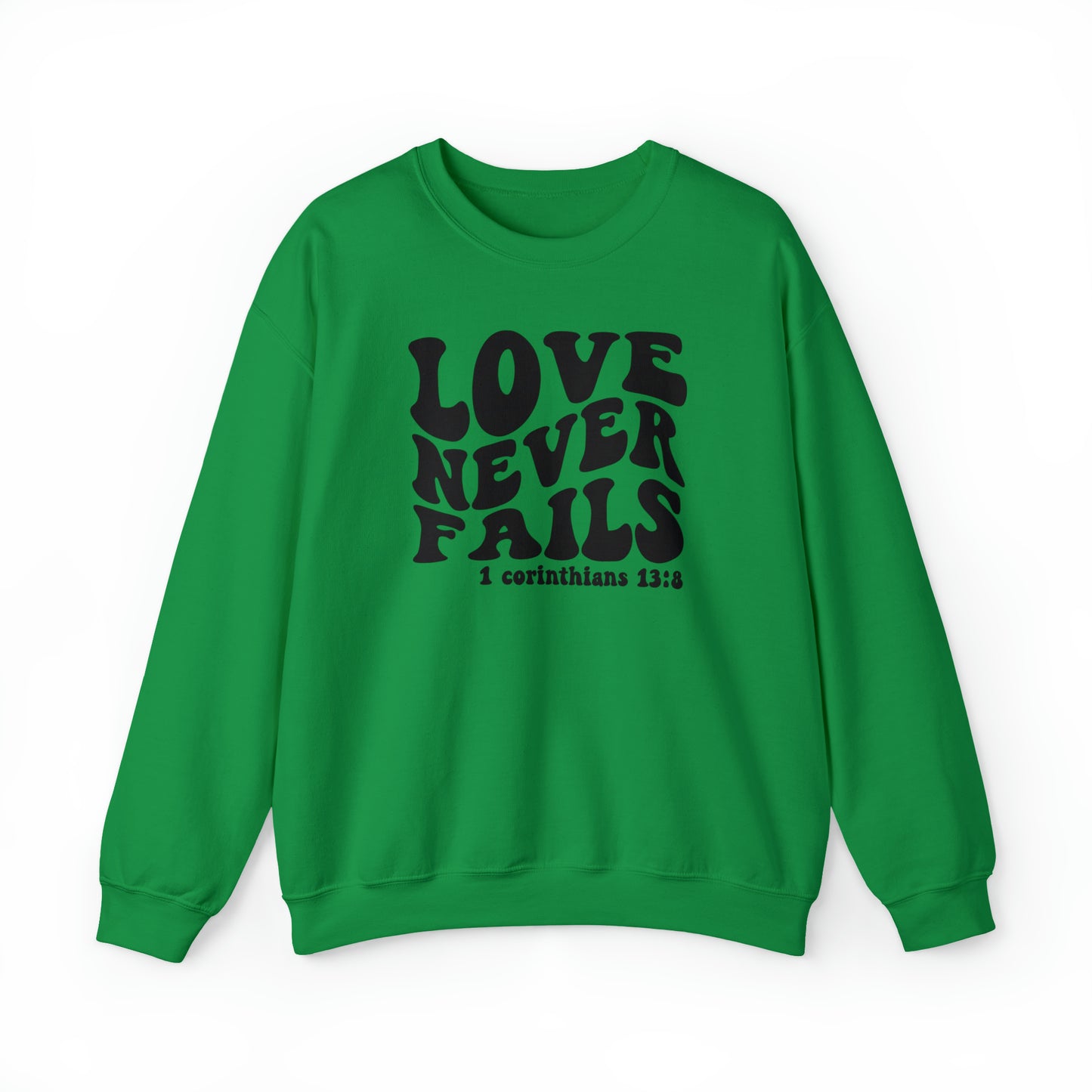 Love Never Fails Black Logo Unisex Heavy Blend™ Crewneck Sweatshirt