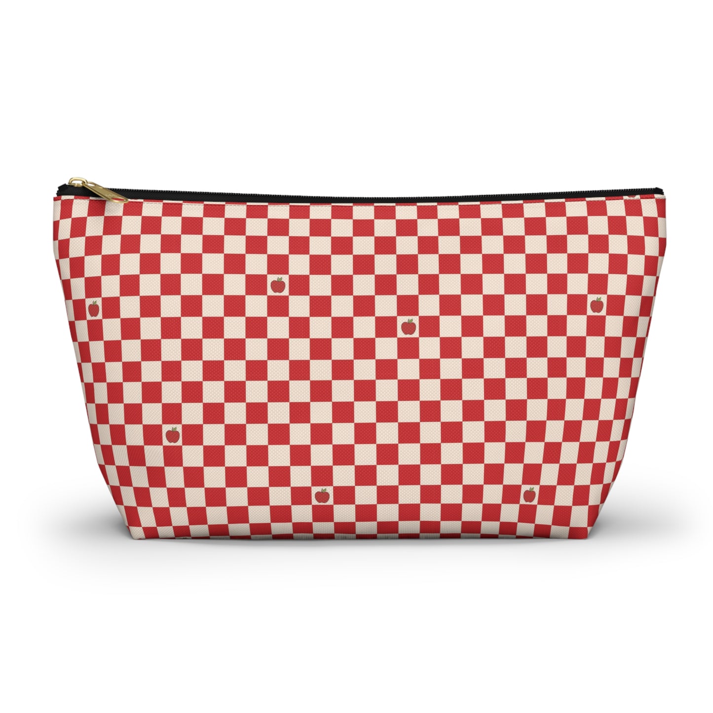 Rustic Apple Red Checkered Print Design Accessory Pouch w T-bottom