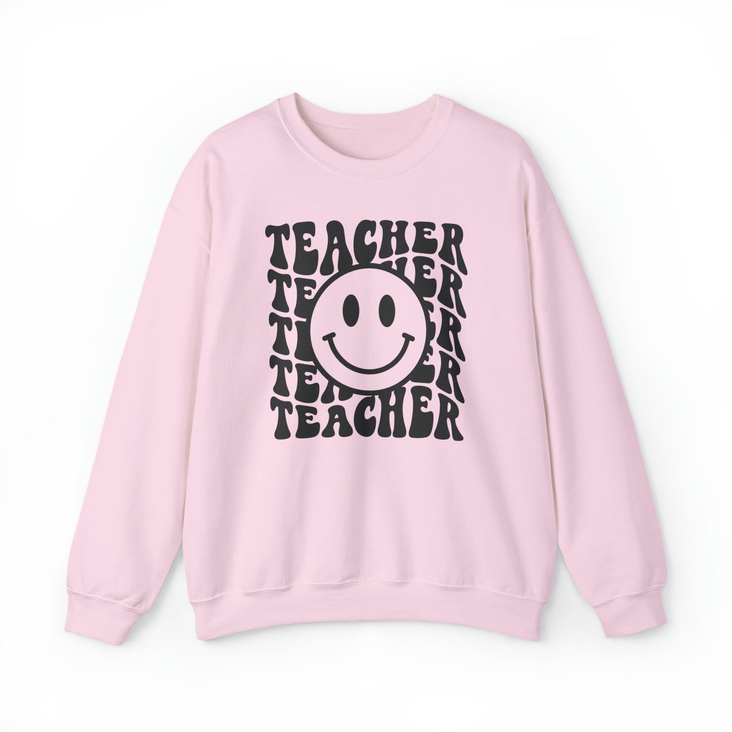 Retro Teacher with Smiley Face Black Logo Unisex Heavy Blend™ Crewneck Sweatshirt