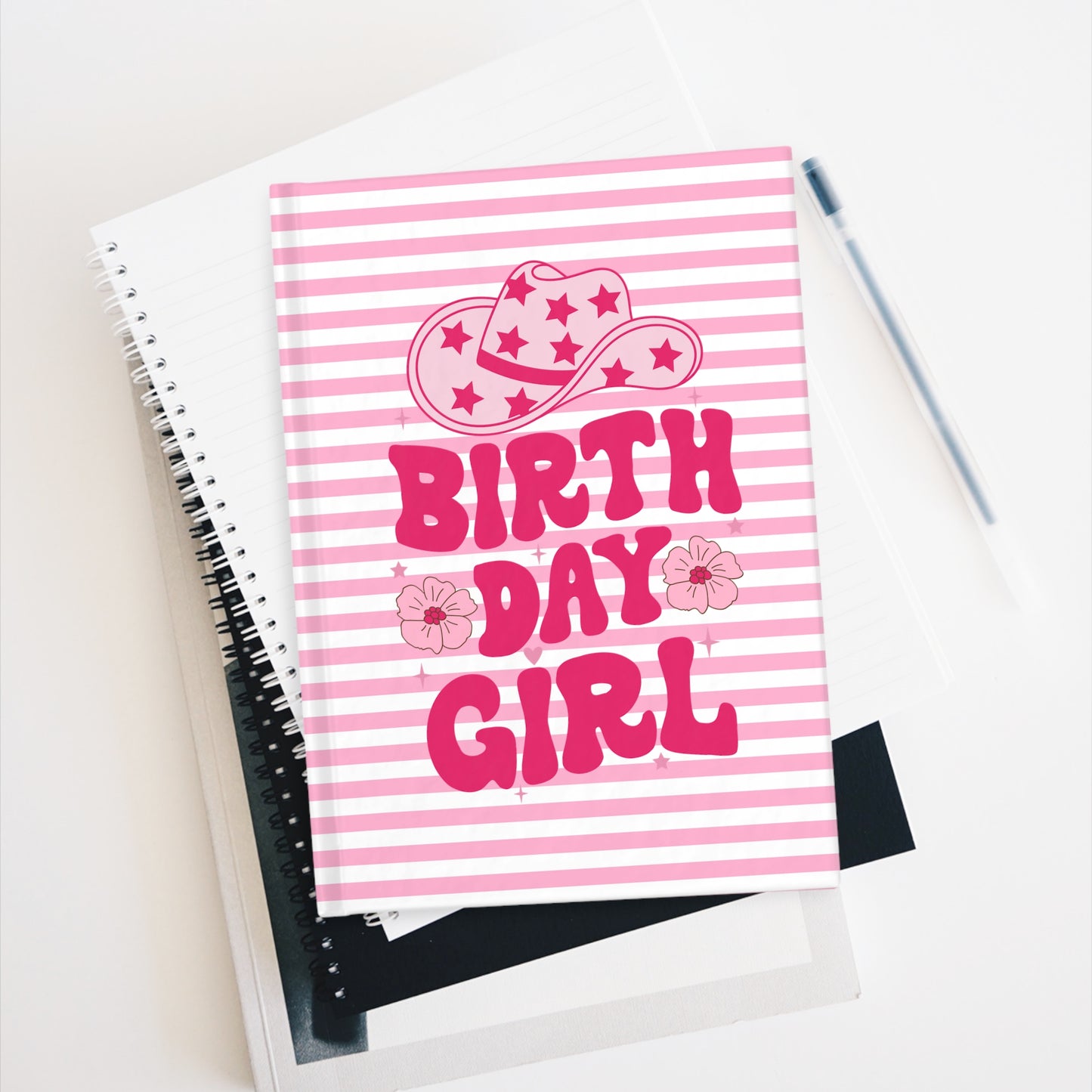 BIrthday Girl Hot Pink Cowboy Hat Journal - Blank