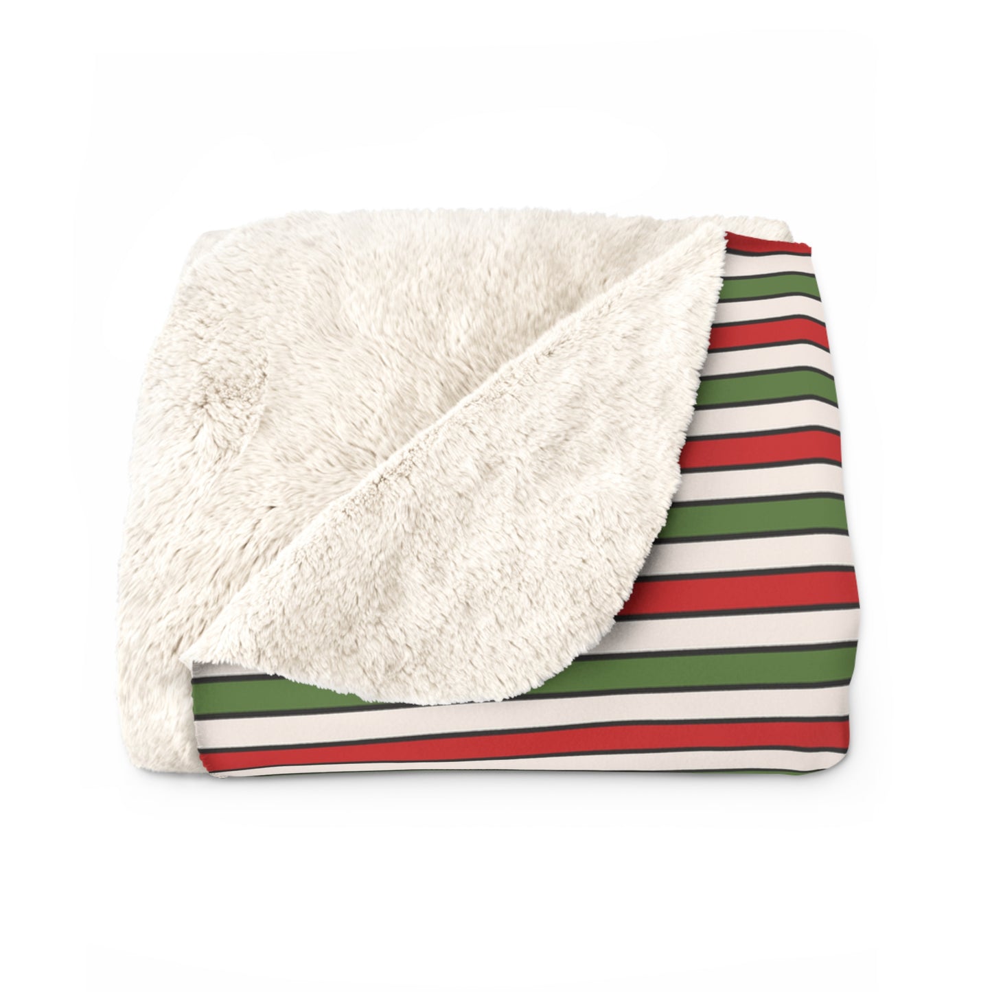 Santa Stop Here Christmas Striped Sherpa Fleece Blanket