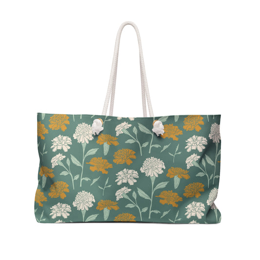 Green Floral Weekender Bag