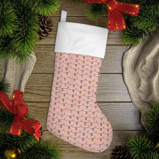 Pink Christmas Lights Holiday Stocking