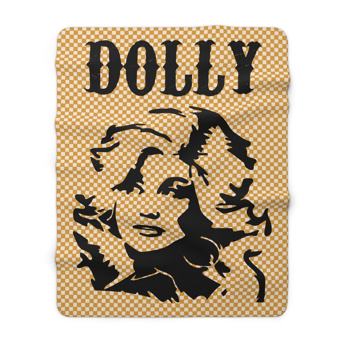 Dolly Portrait Checkerboard Sherpa Fleece Blanket