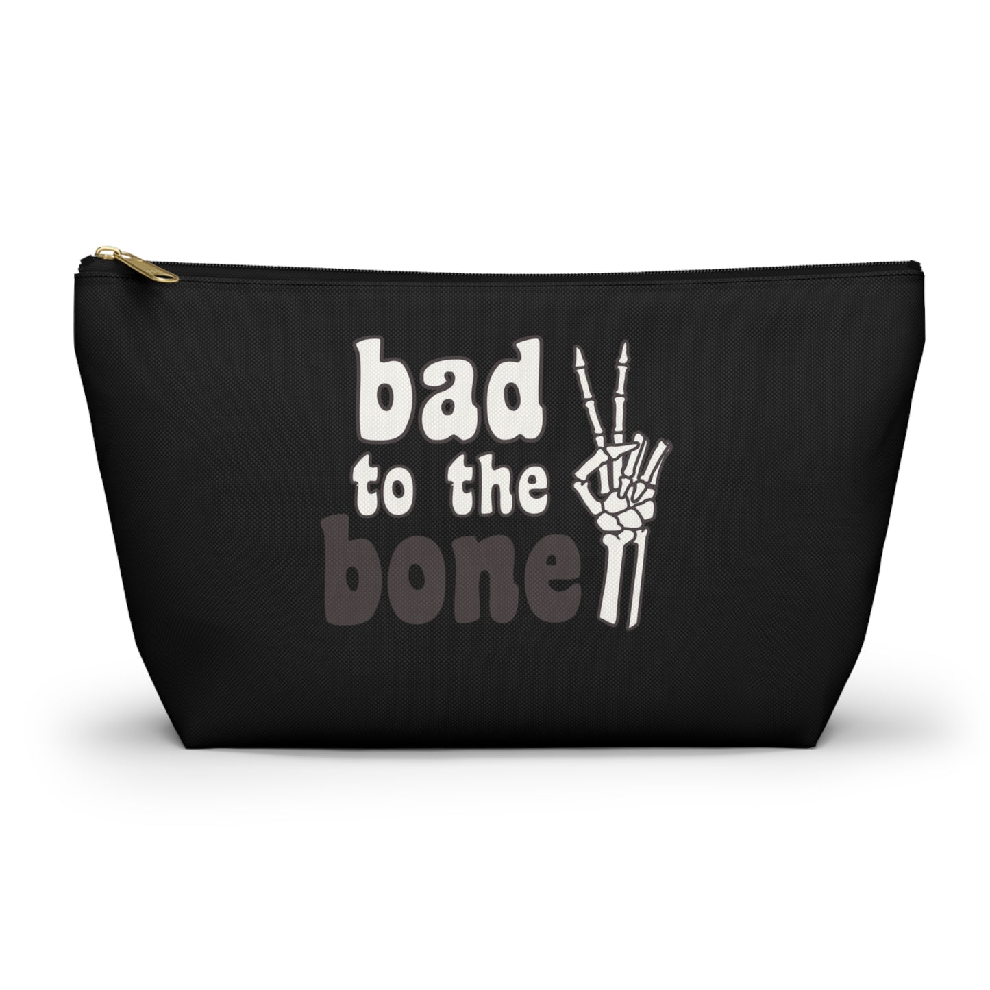 Bad to the Bone Skeleton Hand Peace Sign Accessory Pouch w T-bottom