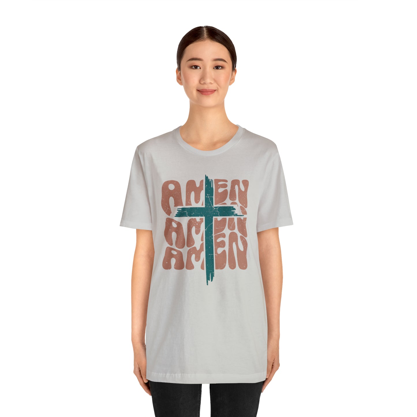 Amen Amen Amen with Cross Boho Color T-Shirt