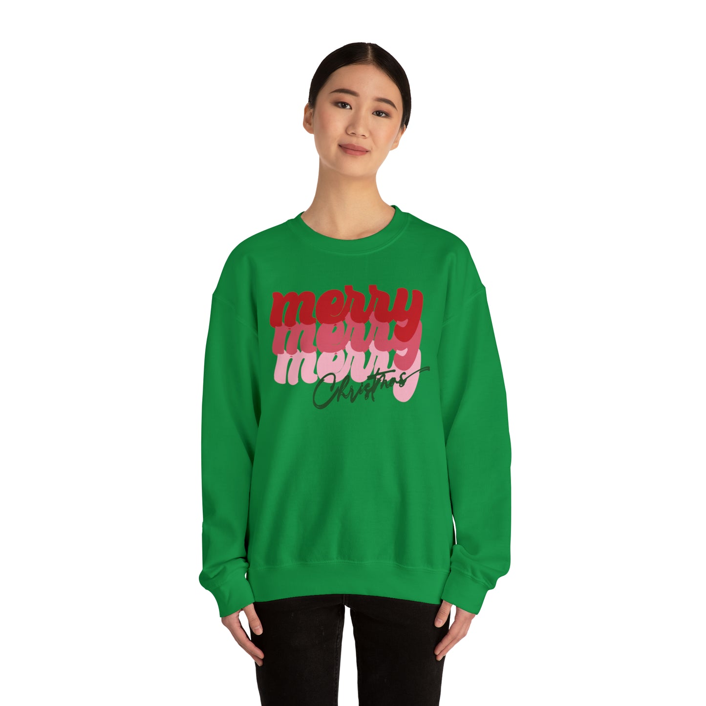 Merry Merry Merry Christmas Unisex Heavy Blend™ Crewneck Sweatshirt