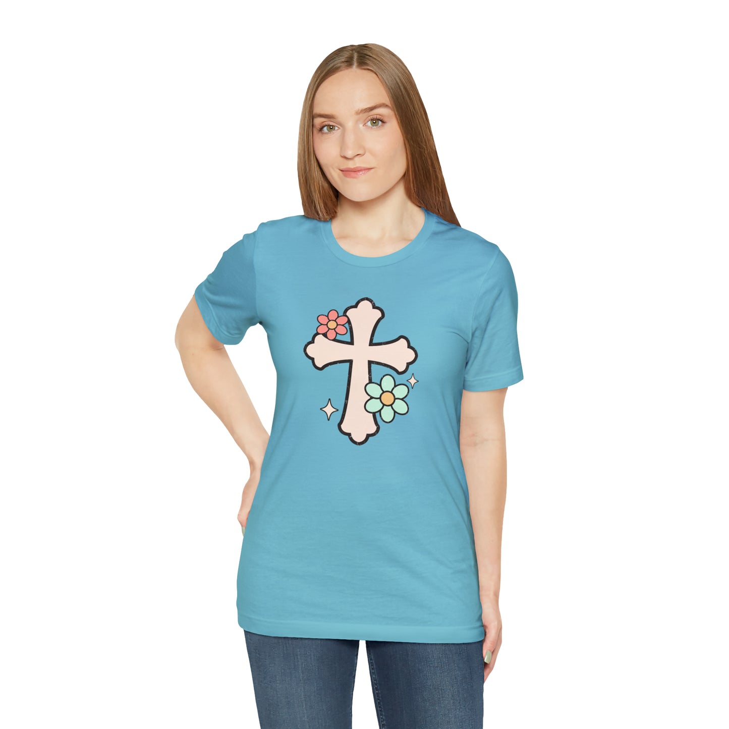 Vintage Floral Boho Cross T-Shirt