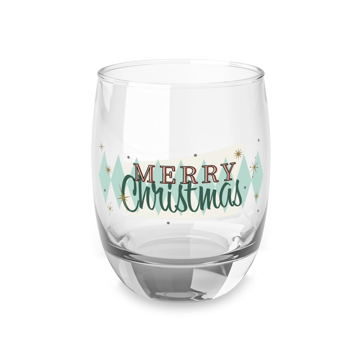 Retro Diamond Merry Christmas Whiskey Glass