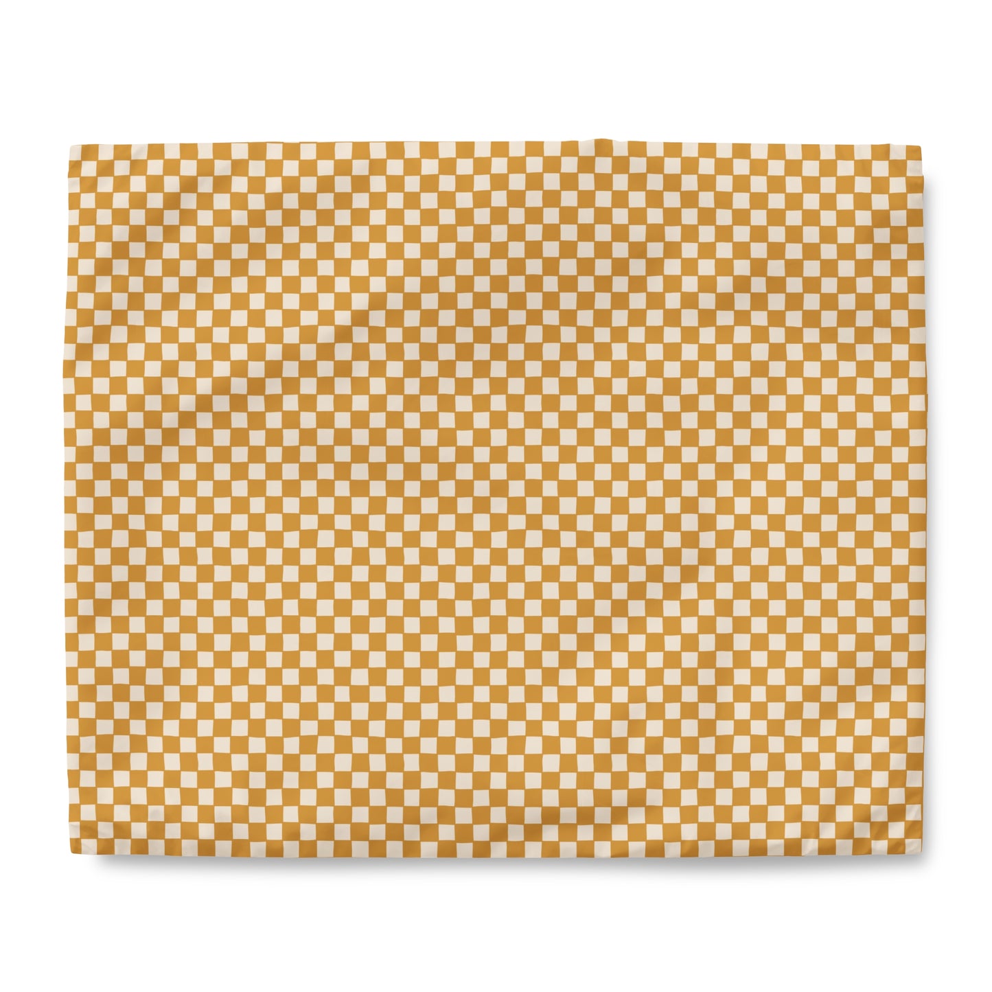 Boho Gold and Cream Checkerboard Duvet Cover