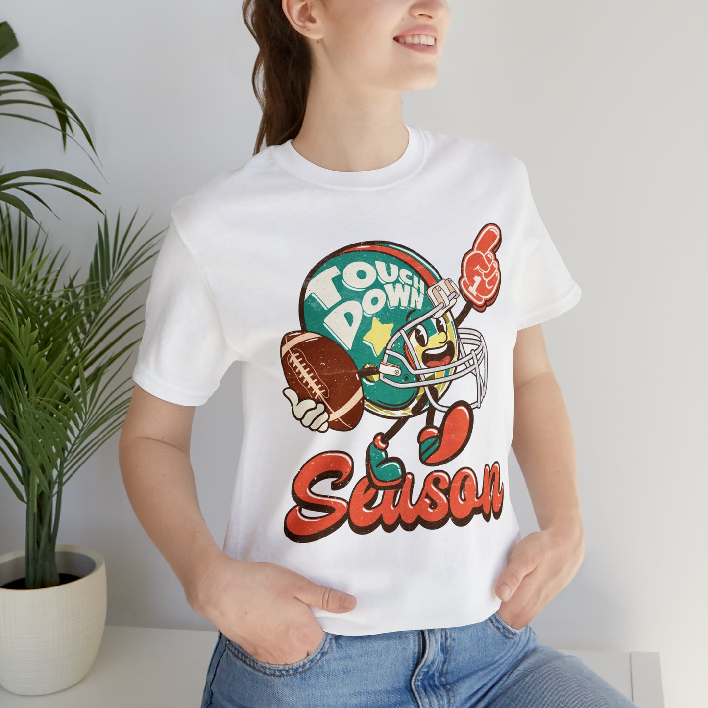 Football Season Football Helmet Character Holding Football T-Shirt