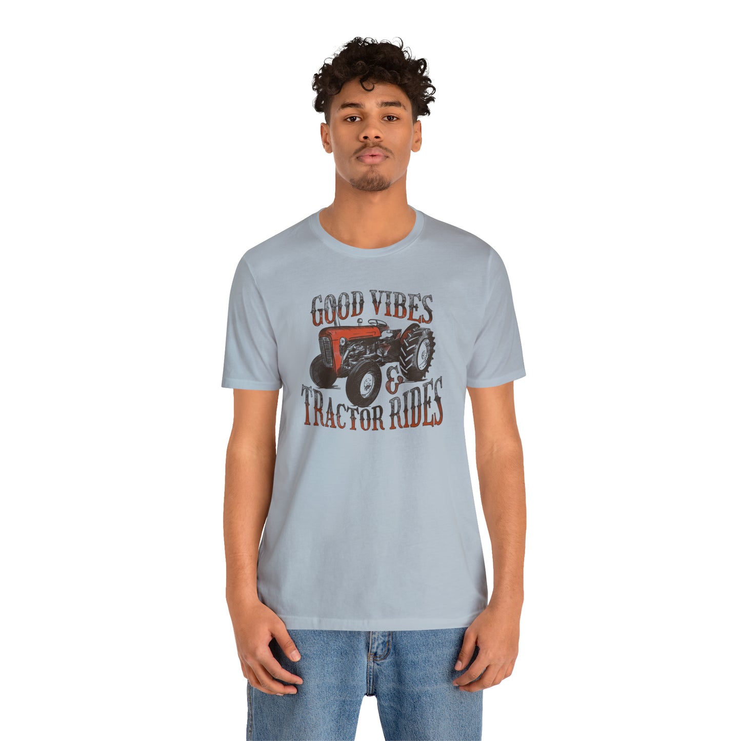 Vintage Good Vibes and Tractors Unisex Jersey Short Sleeve Tee