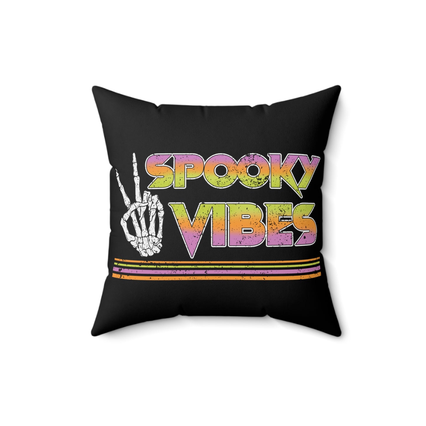 Black 80's Spooky Vibes Fall Halloween Spun Polyester Square Pillow