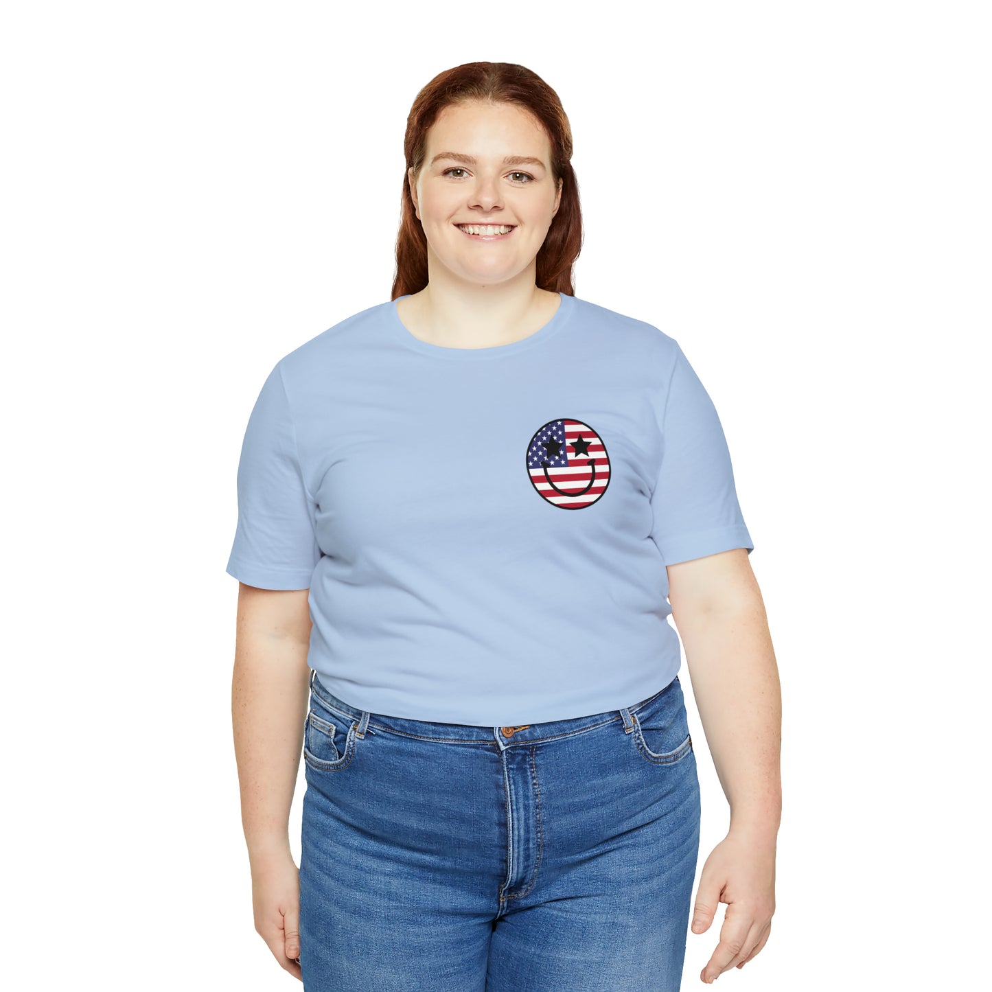 "Jesus Christ Stars and Stripes" (Front and Back Design) Unisex Jersey Short Sleeve Tee