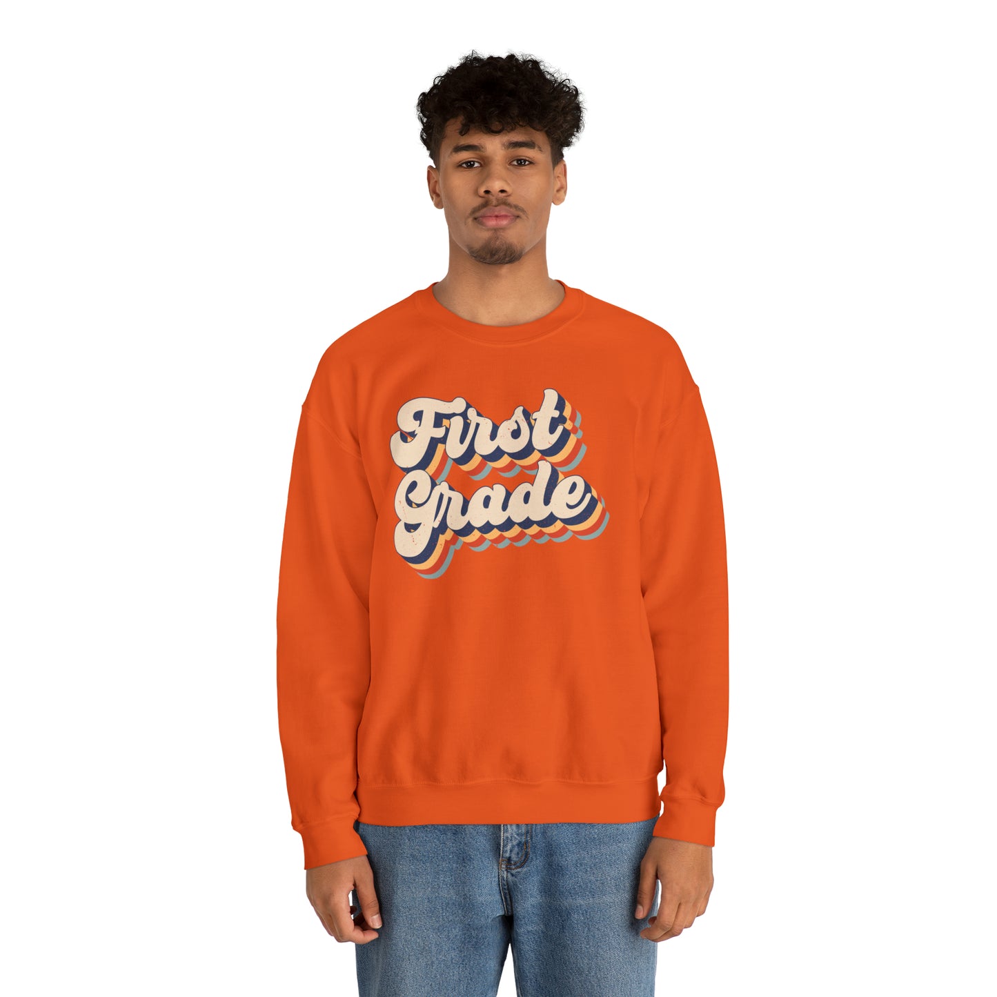 Retro 1st Grade Unisex Heavy Blend™ Crewneck Sweatshirt