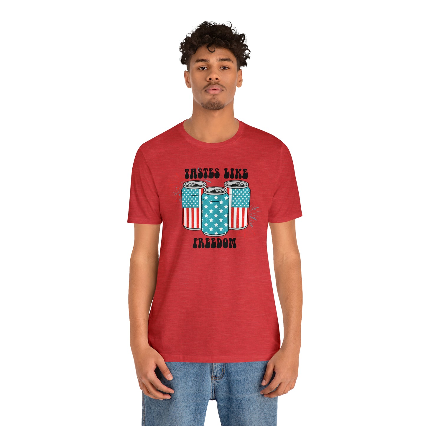 American USA Tastes Like Freedom Beverage Can Unisex Jersey Short Sleeve Tee