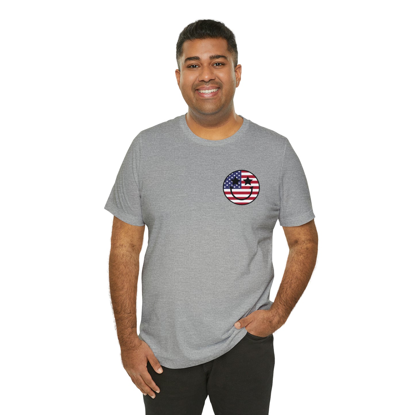 "Jesus Christ Stars and Stripes" (Front and Back Design) Unisex Jersey Short Sleeve Tee