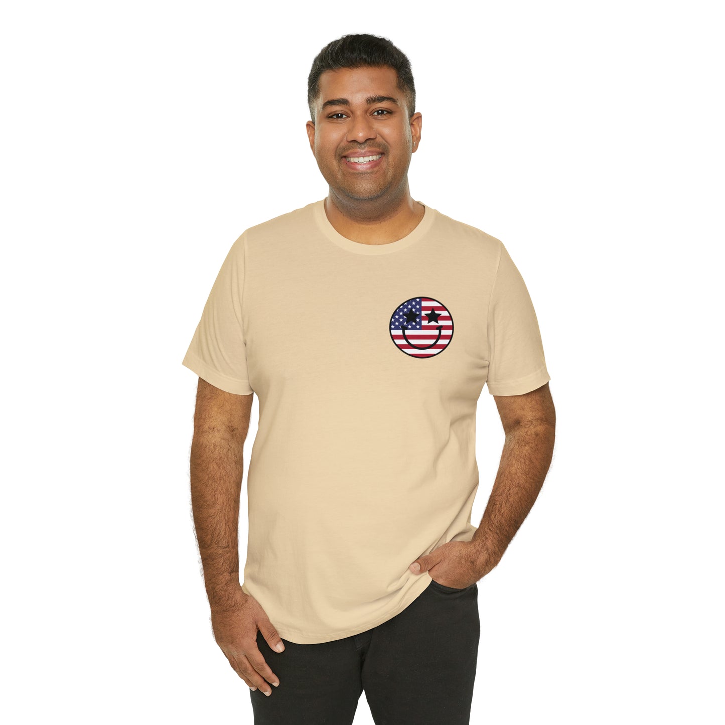 "Jesus Christ Stars and Stripes" (Front and Back Design) Unisex Jersey Short Sleeve Tee