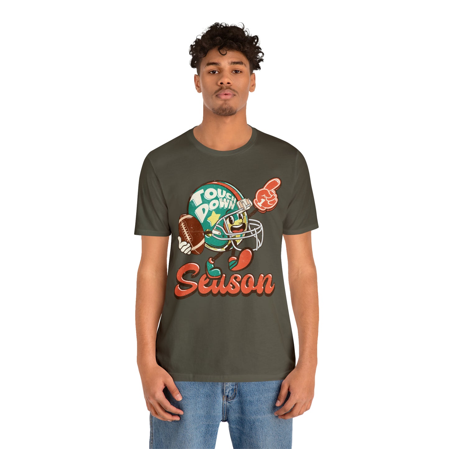 Football Season Football Helmet Character Holding Football T-Shirt