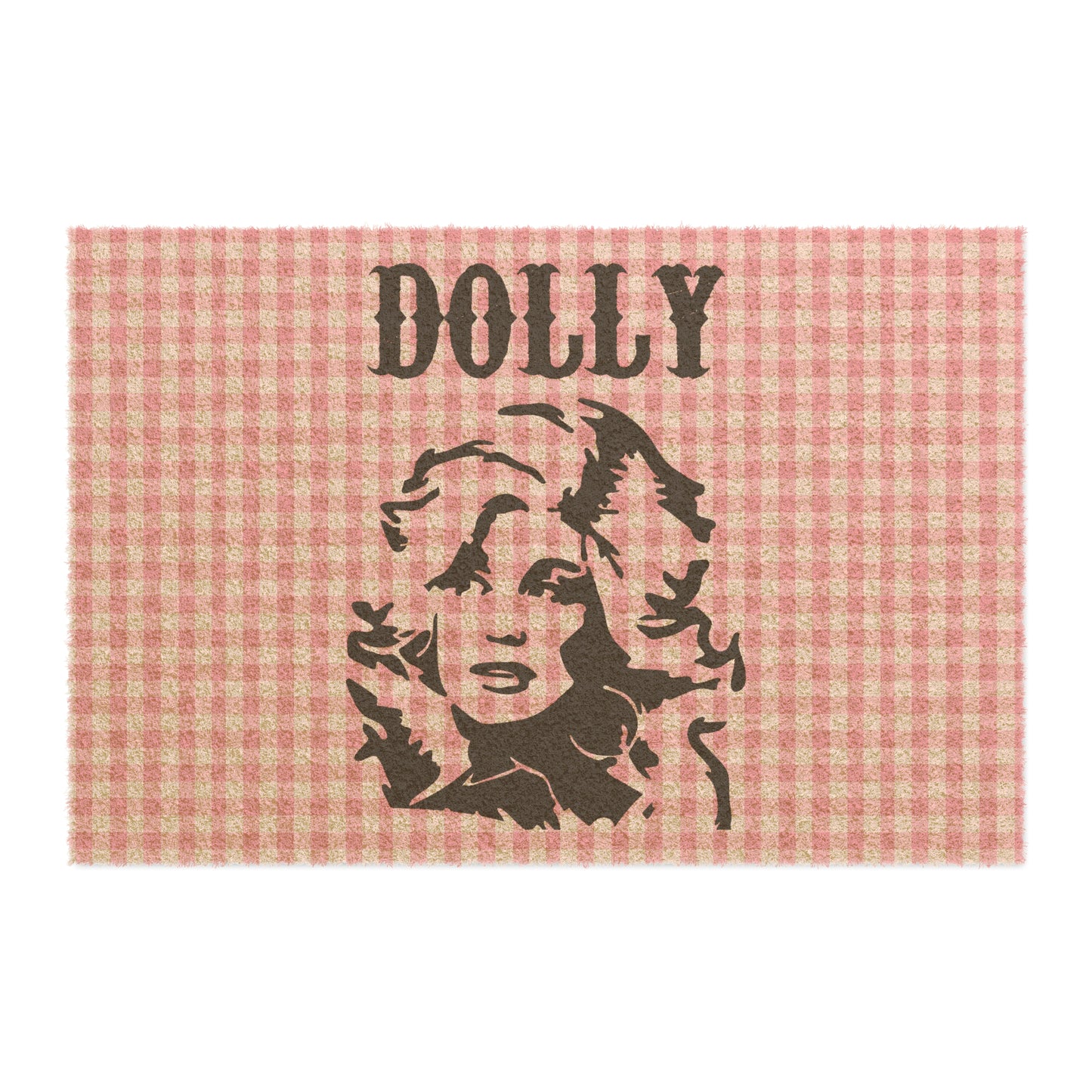 Dolly Portrait Pink Checkerboard Coir Mat