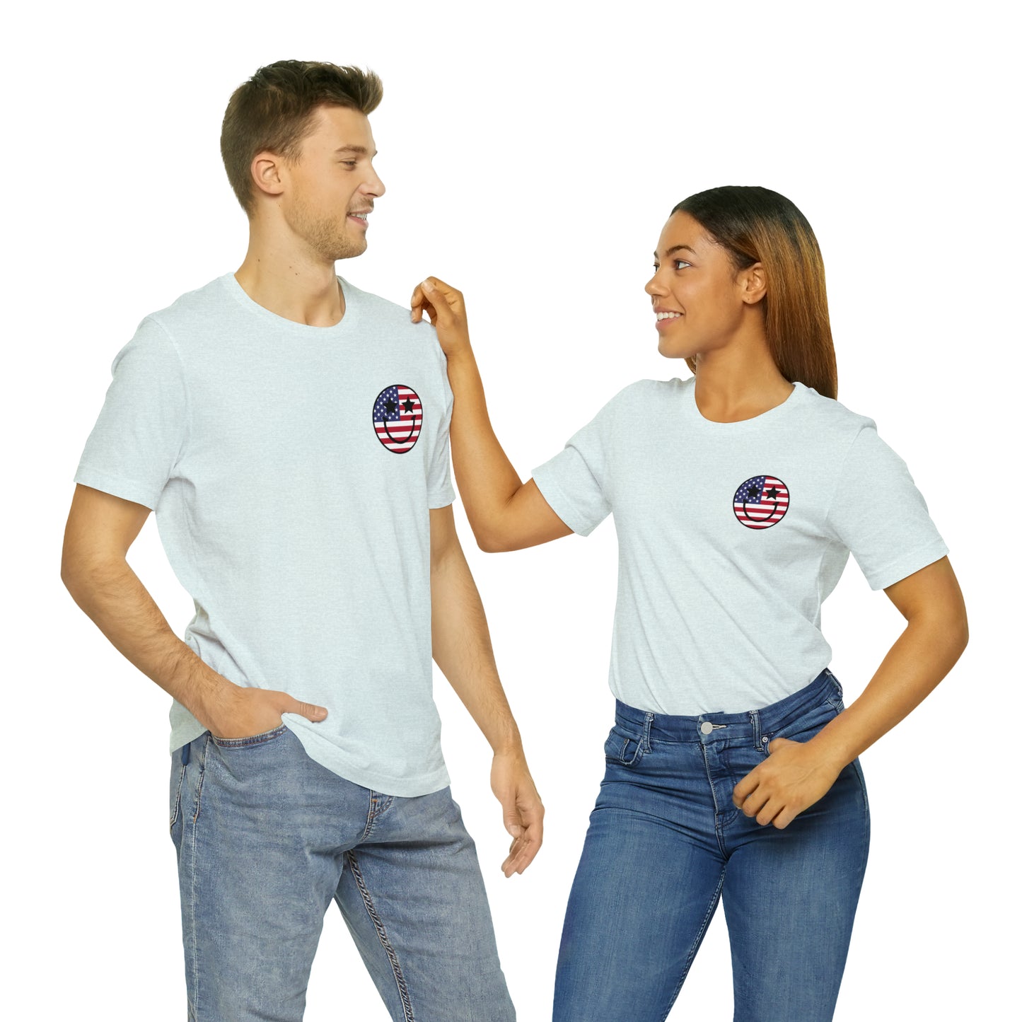 "Jesus Christ Stars and Stripes" (Front and Back Design) Unisex Jersey Short Sleeve Tee