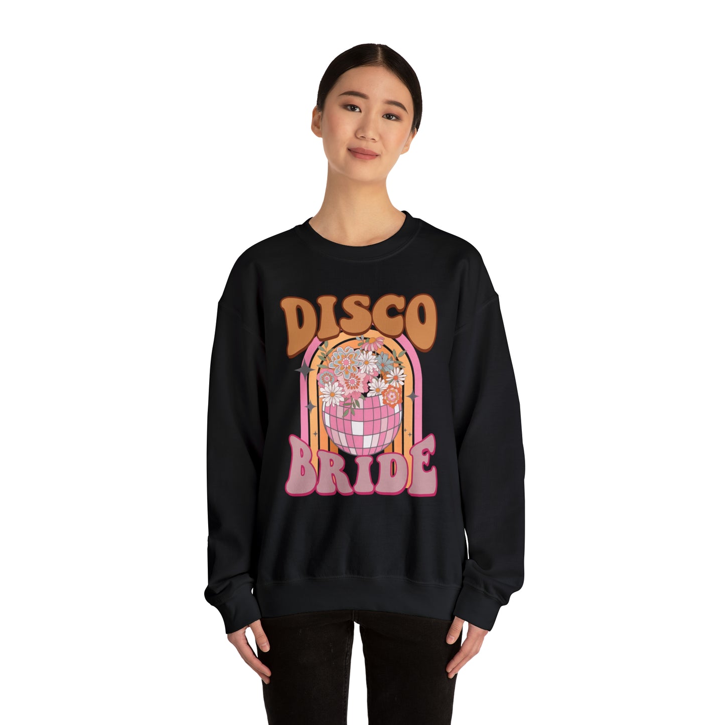 Retro Disco Bride Mirror Ball Bride Unisex Heavy Blend™ Crewneck Sweatshirt